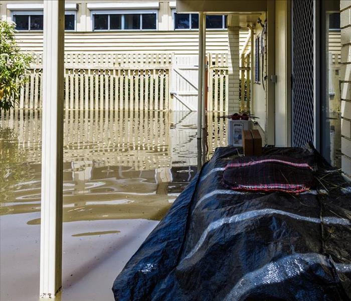 Image of a flooded backyard.
